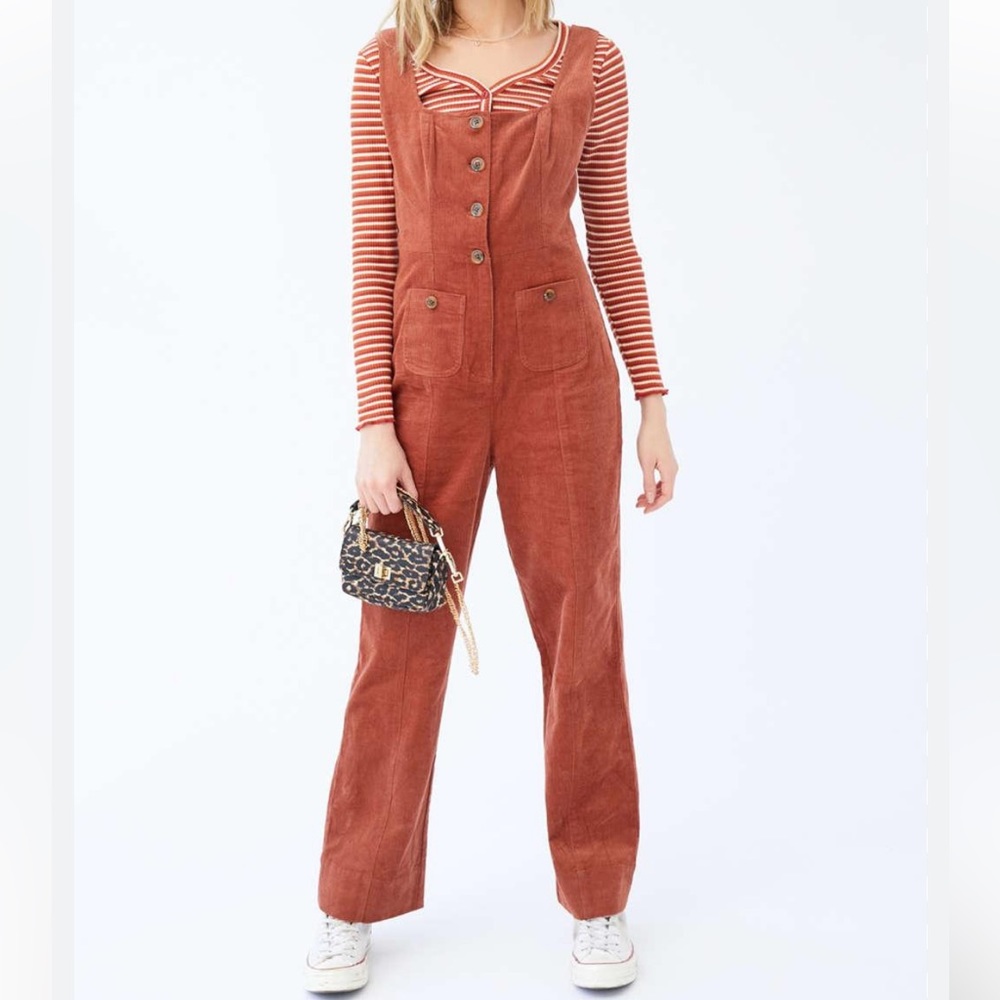 Urban Outfitters Terracotta Meridian Button-Front Jumpsuit